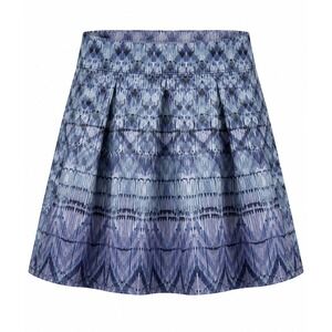 Aeropostale Skater Skirt Womens XL Pleated Blue Ikat Print Regular Fit Boho 15in